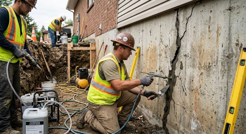 Cracked Foundation Repair in Raynham, MA