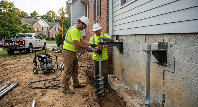 Helical Piers Installation in Wareham, MA